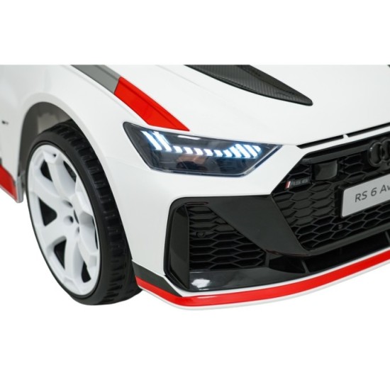 JOKO Elektrické autíčko Audi RS6 Avant GT, penové kolesá, kožené sedadlo, biele