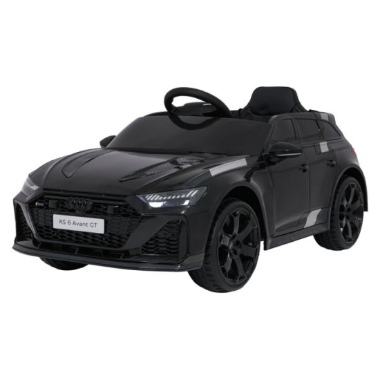 JOKO Elektrické autíčko Audi RS6 Avant GT 4x4, penové kolesá, kožené sedadlo, čierne