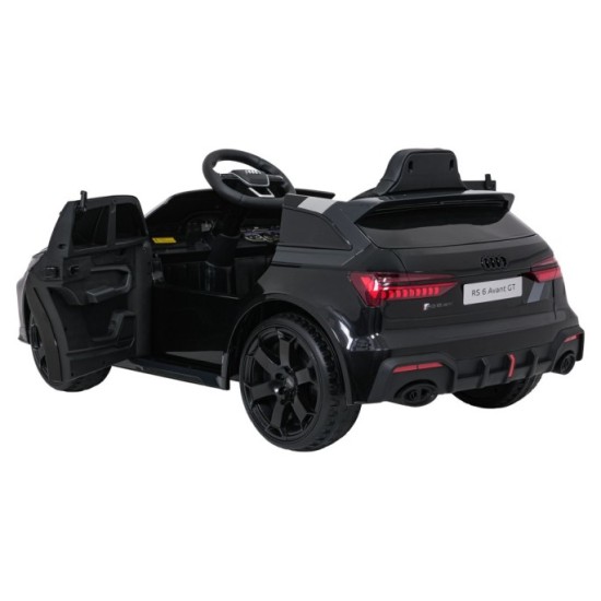 JOKO Elektrické autíčko Audi RS6 Avant GT 4x4, penové kolesá, kožené sedadlo, čierne