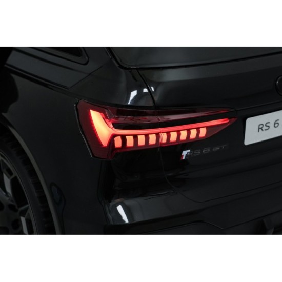 JOKO Elektrické autíčko Audi RS6 Avant GT 4x4, penové kolesá, kožené sedadlo, čierne
