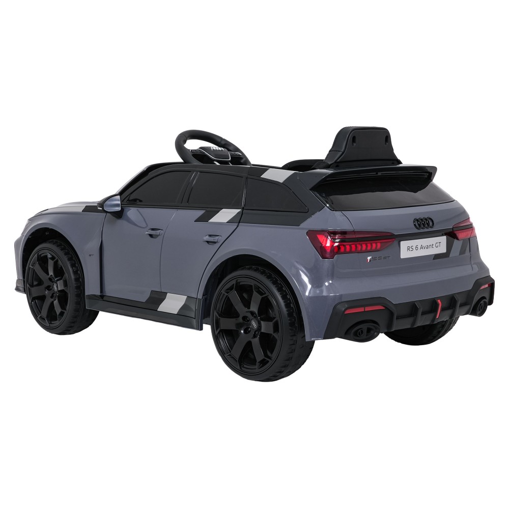 JOKO Elektrické autíčko Audi RS6 Avant GT 4x4, penové kolesá, kožené sedadlo, sivé