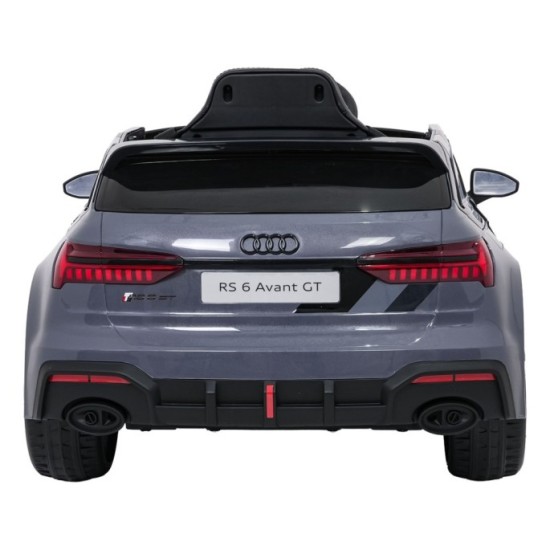 JOKO Elektrické autíčko Audi RS6 Avant GT 4x4, penové kolesá, kožené sedadlo, sivé