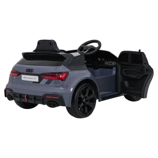 JOKO Elektrické autíčko Audi RS6 Avant GT 4x4, penové kolesá, kožené sedadlo, sivé