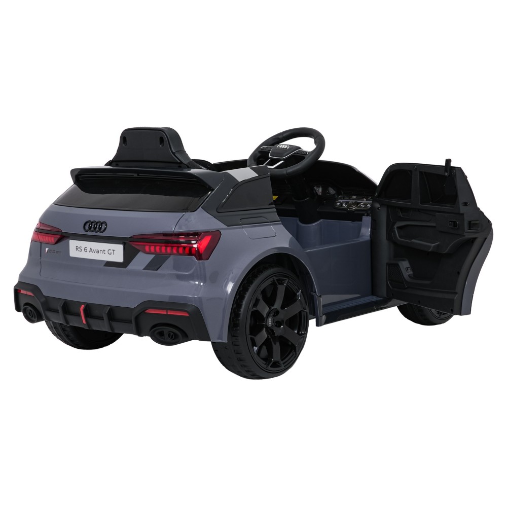 JOKO Elektrické autíčko Audi RS6 Avant GT 4x4, penové kolesá, kožené sedadlo, sivé
