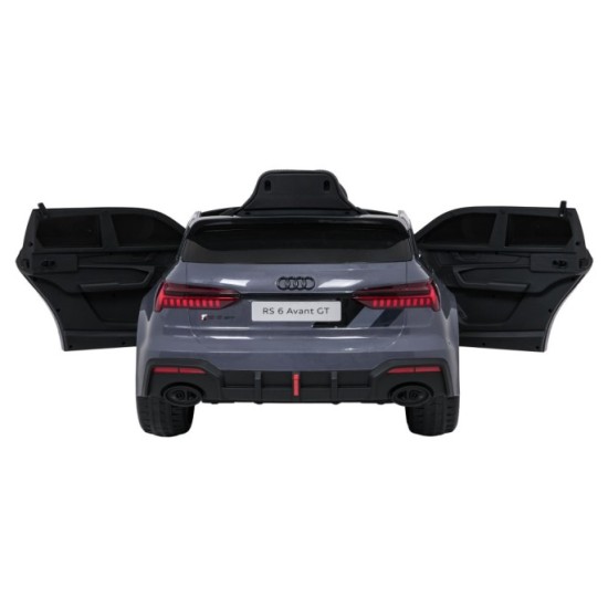 JOKO Elektrické autíčko Audi RS6 Avant GT 4x4, penové kolesá, kožené sedadlo, sivé