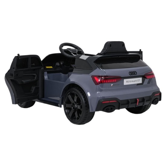 JOKO Elektrické autíčko Audi RS6 Avant GT 4x4, penové kolesá, kožené sedadlo, sivé