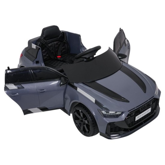 JOKO Elektrické autíčko Audi RS6 Avant GT 4x4, penové kolesá, kožené sedadlo, sivé