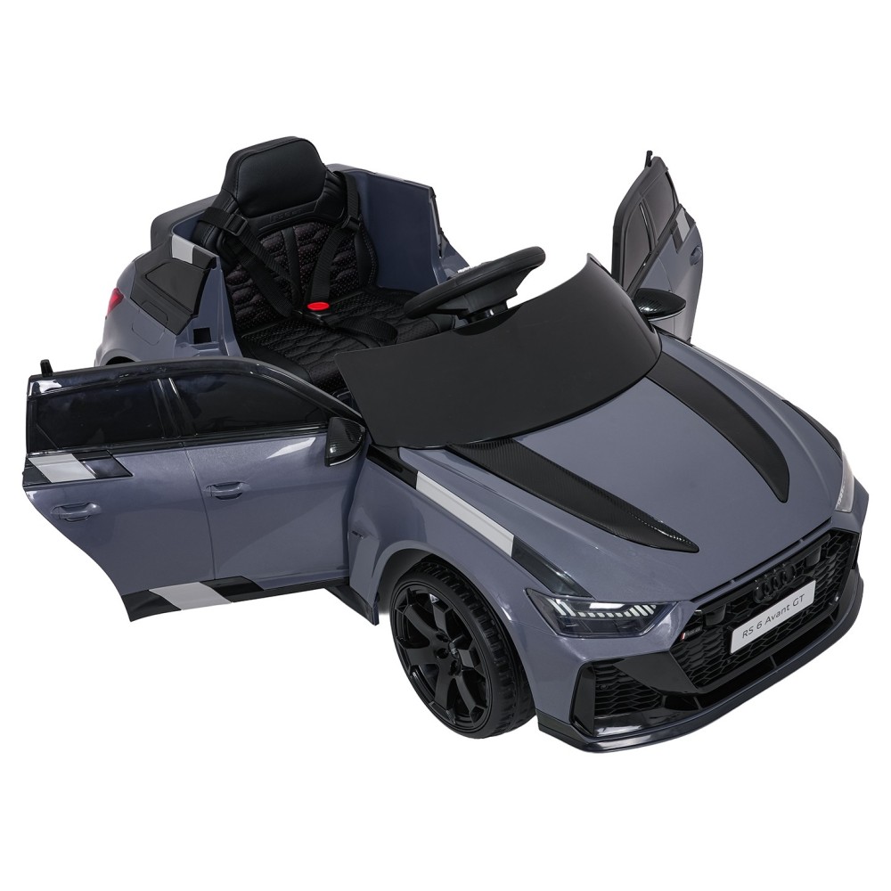 JOKO Elektrické autíčko Audi RS6 Avant GT 4x4, penové kolesá, kožené sedadlo, sivé