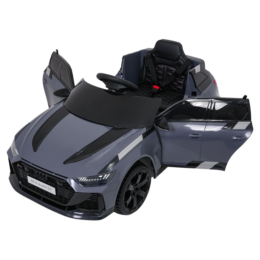 JOKO Elektrické autíčko Audi RS6 Avant GT 4x4, penové kolesá, kožené sedadlo, sivé