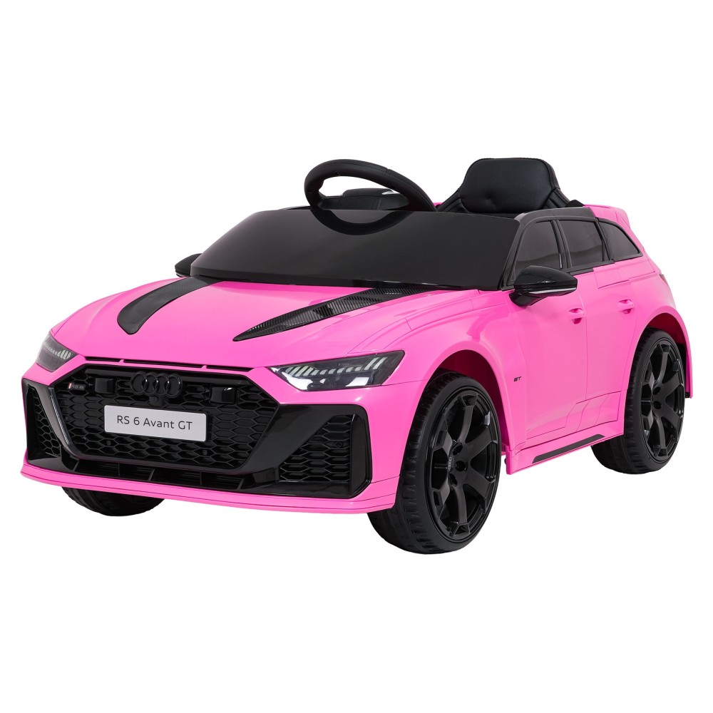 JOKO Elektrické autíčko Audi RS6 Avant GT 4x4, penové kolesá, kožené sedadlo, ružové
