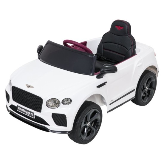 JOKO Elektrické autíčko Bentley Bentayga S, penové kolesá, kožené sedadlo, biele
