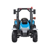 JOKO Veľký Elektrický traktor 4x4 s vyklápacou vlečkou, kožené sedadlo, penové kolesá, modrý