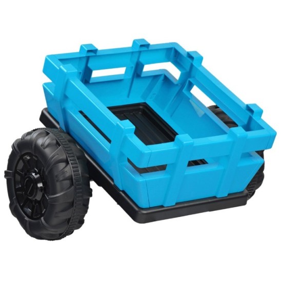 JOKO Veľký Elektrický traktor 4x4 s vyklápacou vlečkou, kožené sedadlo, penové kolesá, modrý
