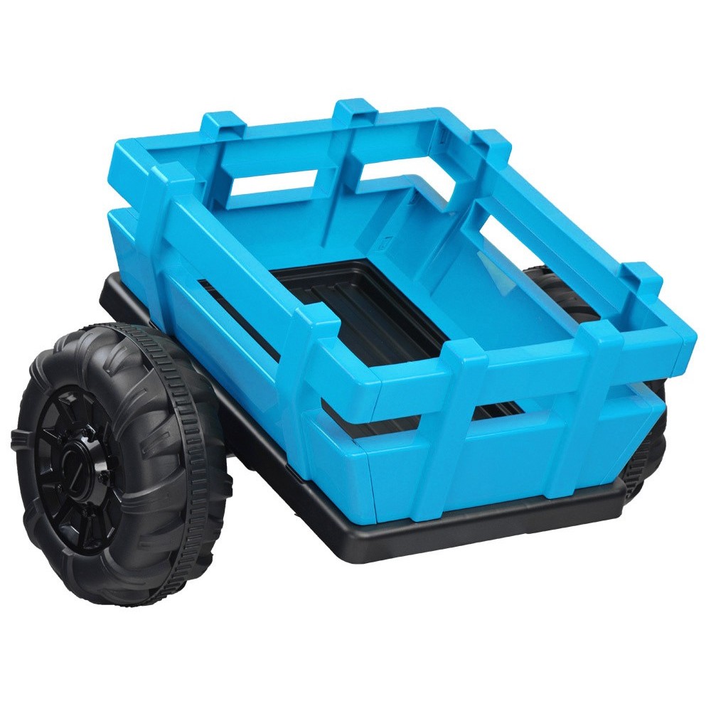 JOKO Veľký Elektrický traktor 4x4 s vyklápacou vlečkou, kožené sedadlo, penové kolesá, modrý