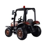 JOKO Veľký Elektrický traktor 4x4 s vyklápacou vlečkou, kožené sedadlo, penové kolesá, hnedý