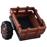JOKO Veľký Elektrický traktor 4x4 s vyklápacou vlečkou, kožené sedadlo, penové kolesá, hnedý