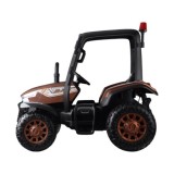 JOKO Veľký Elektrický traktor 4x4 s vyklápacou vlečkou, kožené sedadlo, penové kolesá, hnedý