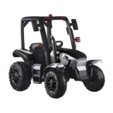 JOKO Veľký Elektrický traktor 4x4 s vlečkou, kožené sedadlo, penové kolesá, čierny