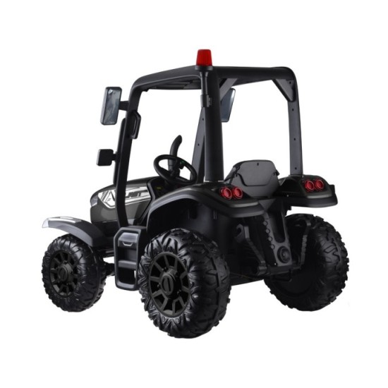 JOKO Veľký Elektrický traktor 4x4 s vlečkou, kožené sedadlo, penové kolesá, čierny