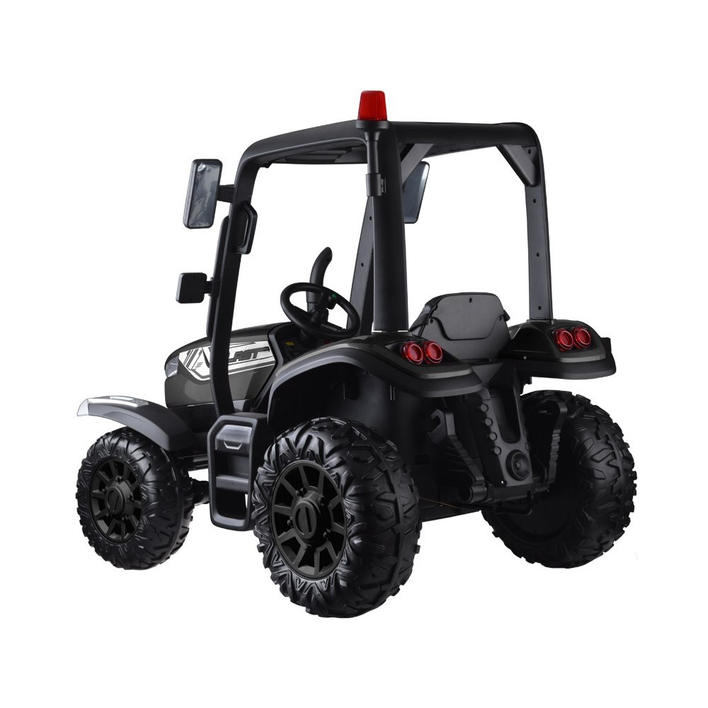 JOKO Veľký Elektrický traktor 4x4 s vlečkou, kožené sedadlo, penové kolesá, čierny