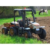 JOKO Veľký Elektrický traktor 4x4 s vlečkou, kožené sedadlo, penové kolesá, čierny