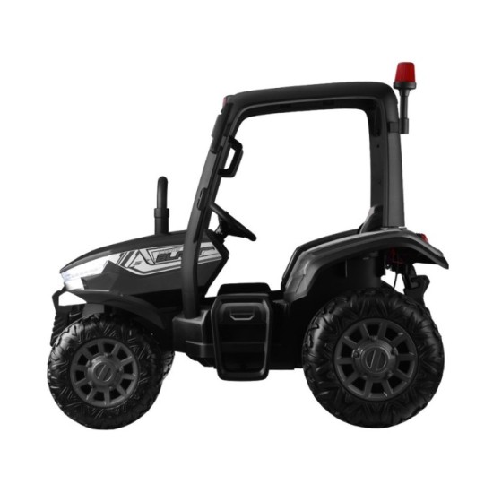 JOKO Veľký Elektrický traktor 4x4 s vlečkou, kožené sedadlo, penové kolesá, čierny