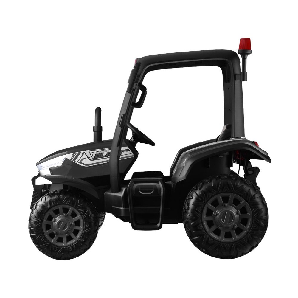 JOKO Veľký Elektrický traktor 4x4 s vlečkou, kožené sedadlo, penové kolesá, čierny