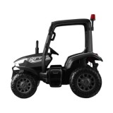 JOKO Veľký Elektrický traktor 4x4 s vlečkou, kožené sedadlo, penové kolesá, čierny