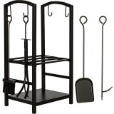 STILISTA Kovový Stojan na palivové drevo ku krbu s kŕbovým náradím, nosnosť 100kg