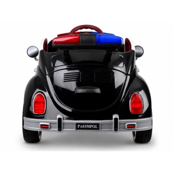 JOKO Elektrické autíčko Retro Beetle, penové kolesá, kožené sedadlo, čierne