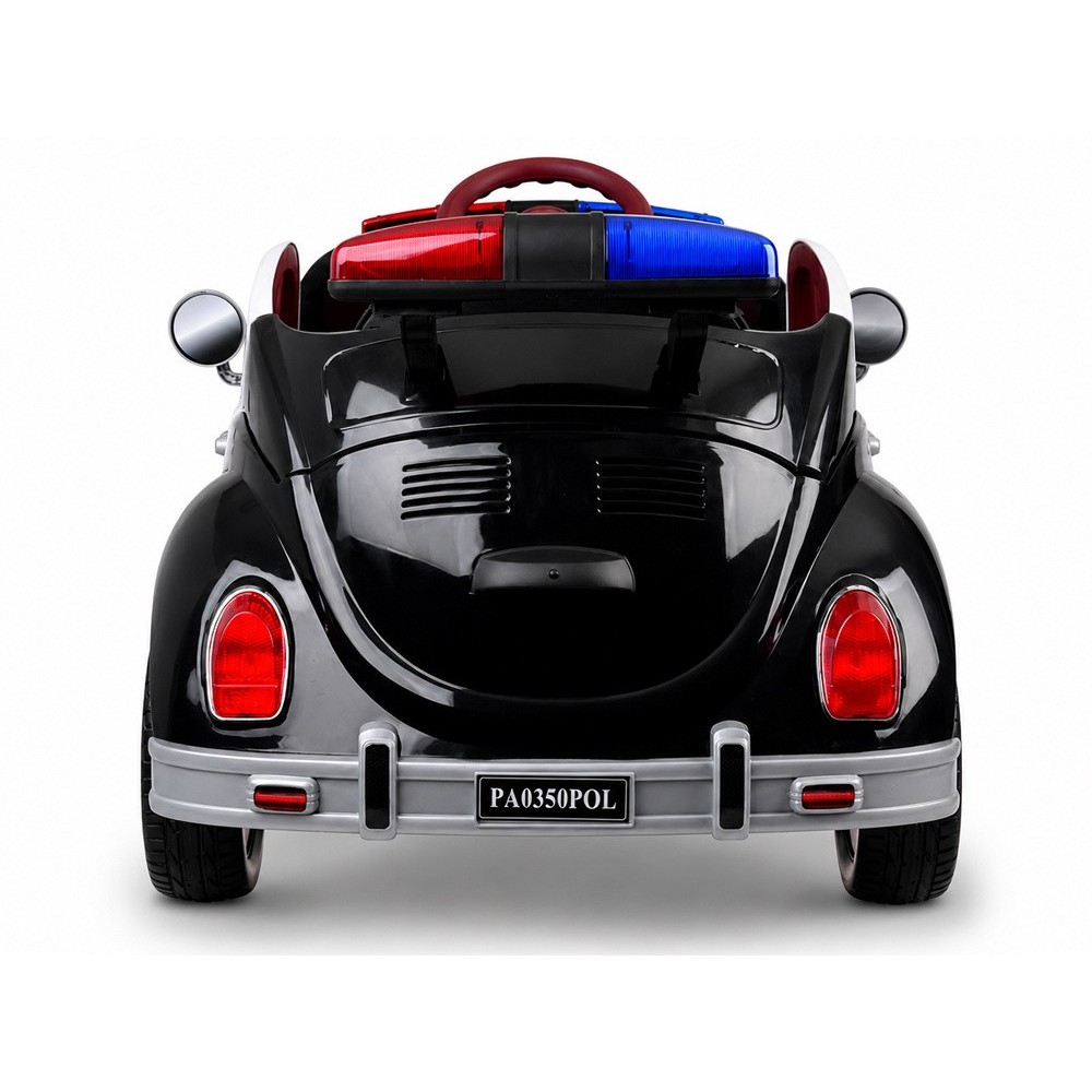 JOKO Elektrické autíčko Retro Beetle, penové kolesá, kožené sedadlo, čierne