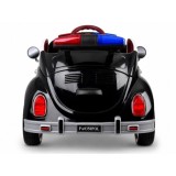 JOKO Elektrické autíčko Retro Beetle, penové kolesá, kožené sedadlo, čierne
