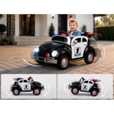 JOKO Elektrické autíčko Retro Beetle, penové kolesá, kožené sedadlo, čierne