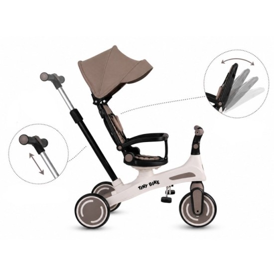 JOKO Detský bicykel, trojkolka, odrážadlo Tiny Bike 5v1, béžová