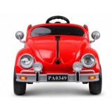 JOKO Elektrické autíčko Beetle Retro s Efektom Hojdania, penové kolesá, kožené sedadlo, červené