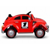 JOKO Elektrické autíčko Beetle Retro s Efektom Hojdania, penové kolesá, kožené sedadlo, červené