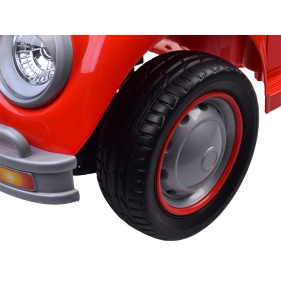 JOKO Elektrické autíčko Beetle Retro s Efektom Hojdania, penové kolesá, kožené sedadlo, červené