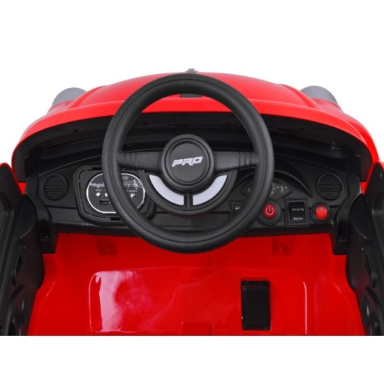 JOKO Elektrické autíčko Beetle Retro s Efektom Hojdania, penové kolesá, kožené sedadlo, červené