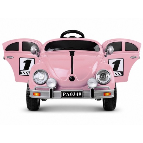 JOKO Elektrické autíčko Beetle Retro s Efektom Hojdania, penové kolesá, kožené sedadlo, ružové