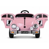 JOKO Elektrické autíčko Beetle Retro s Efektom Hojdania, penové kolesá, kožené sedadlo, ružové