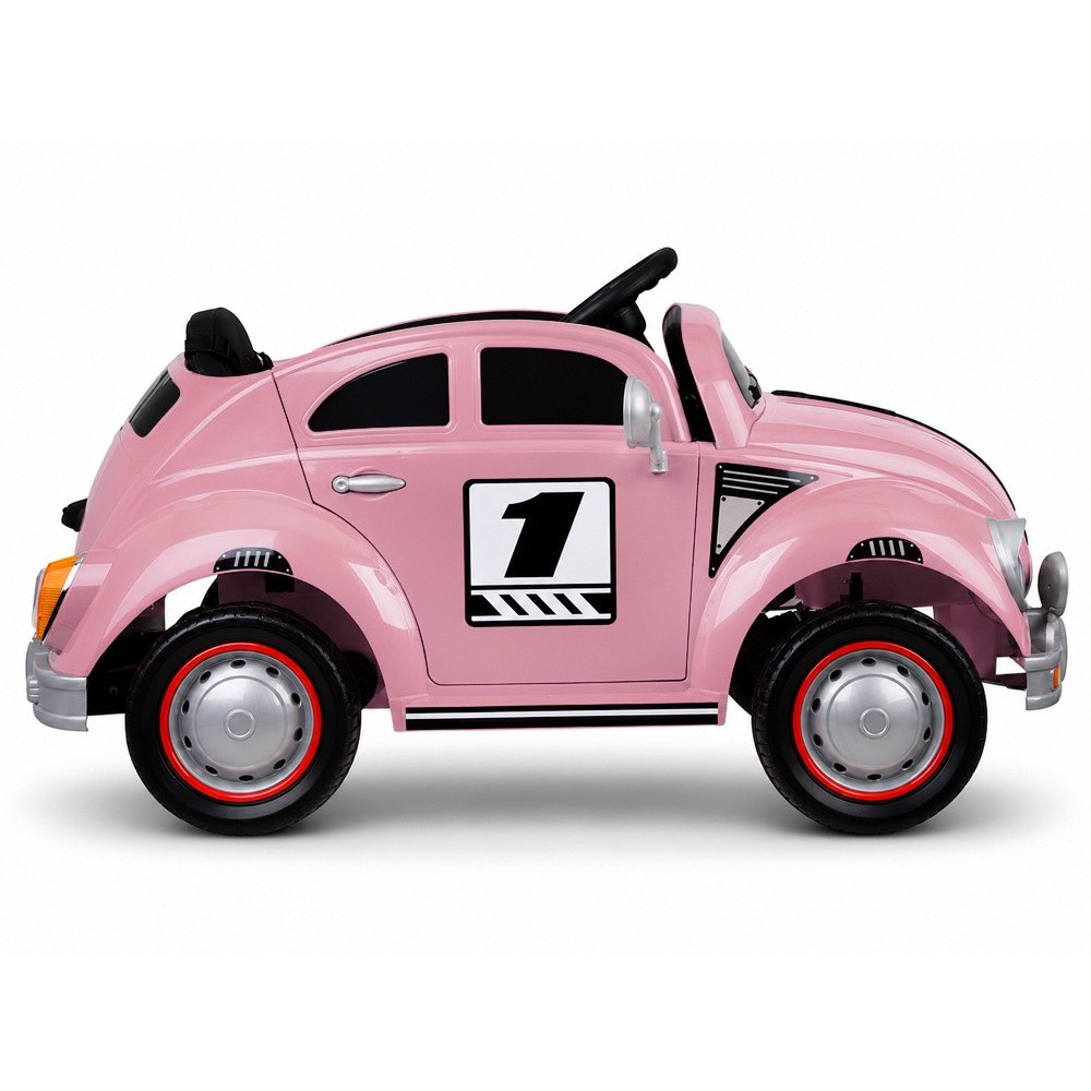 JOKO Elektrické autíčko Beetle Retro s Efektom Hojdania, penové kolesá, kožené sedadlo, ružové