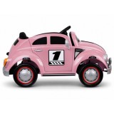 JOKO Elektrické autíčko Beetle Retro s Efektom Hojdania, penové kolesá, kožené sedadlo, ružové