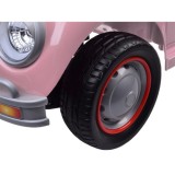 JOKO Elektrické autíčko Beetle Retro s Efektom Hojdania, penové kolesá, kožené sedadlo, ružové