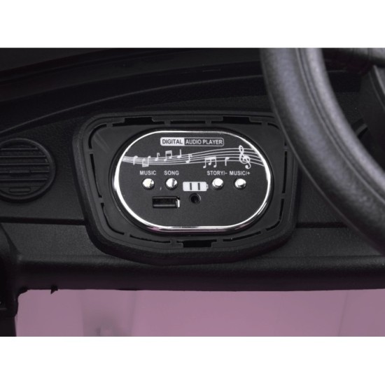 JOKO Elektrické autíčko Beetle Retro s Efektom Hojdania, penové kolesá, kožené sedadlo, ružové
