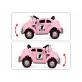 JOKO Elektrické autíčko Beetle Retro s Efektom Hojdania, penové kolesá, kožené sedadlo, ružové