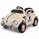JOKO Elektrické autíčko Beetle Retro s Efektom Hojdania, penové kolesá, kožené sedadlo, béžové