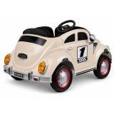 JOKO Elektrické autíčko Beetle Retro s Efektom Hojdania, penové kolesá, kožené sedadlo, béžové