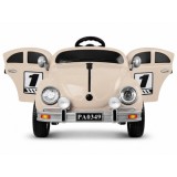 JOKO Elektrické autíčko Beetle Retro s Efektom Hojdania, penové kolesá, kožené sedadlo, béžové