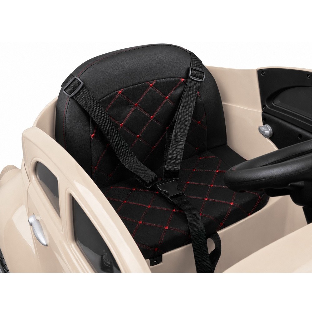 JOKO Elektrické autíčko Beetle Retro s Efektom Hojdania, penové kolesá, kožené sedadlo, béžové