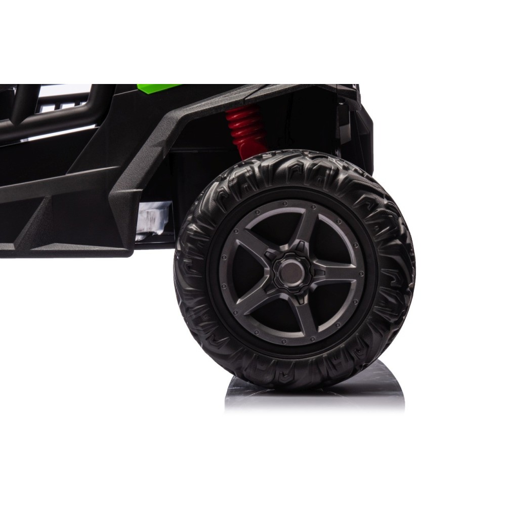 JOKO Elektrické autíčko Buggy OBSERVER 4x200W, penové kolesá, Dvojmiestne kožené sedadlo, nosnosť 60kg, zelené